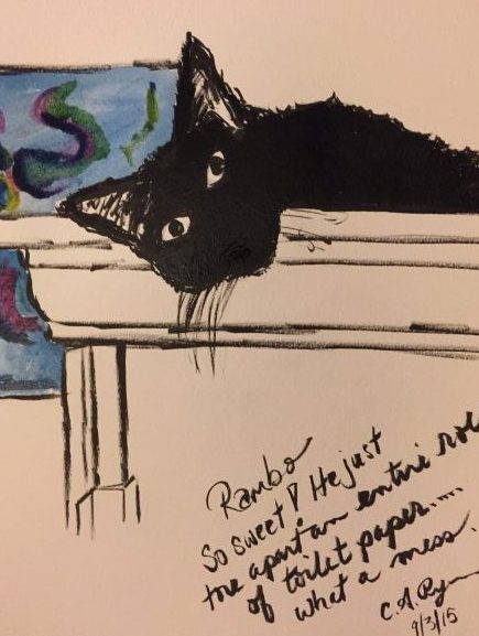 Water Color: Black Cats Rule (trouble)